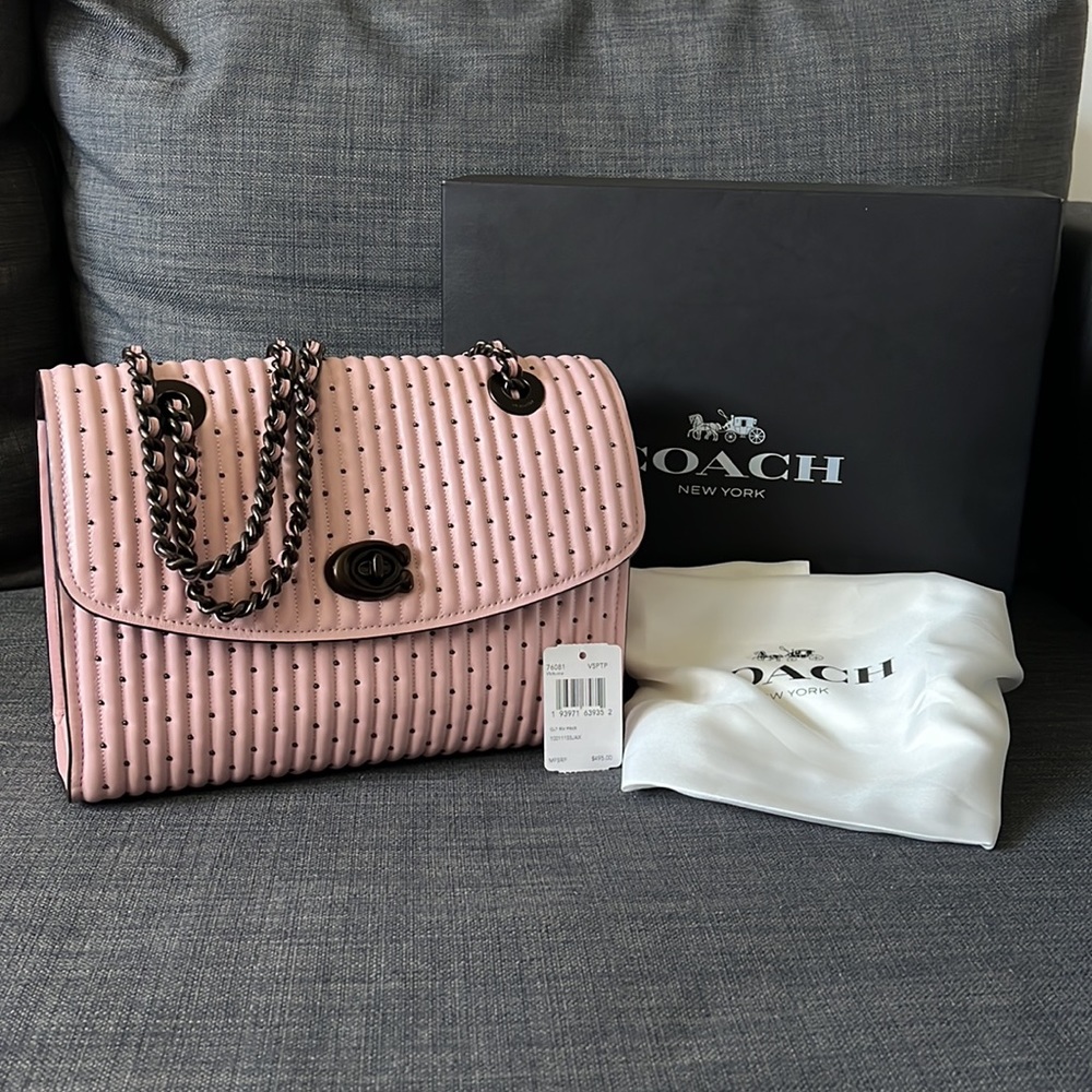 Coach Parker Crossbody Bag - Quilted & Rivet Leather in Soft Pink